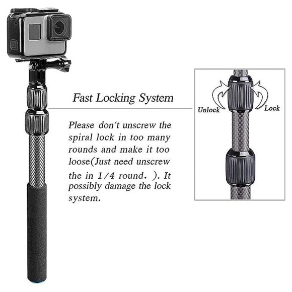 Smatree S3C Carbon Fiber Detachable Extendable Floating Pole for GoPro Hero *NEW - Picture 8 of 9